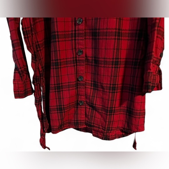 Abercrombie and Fitch Red Plaid Tie Long Shirt XS - Picture 5 of 8